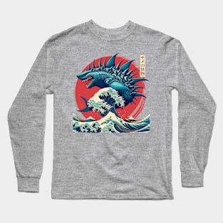 Shark Kaiju Japanese Vintage Sharkzilla Great Wave Long Sleeve T-Shirt